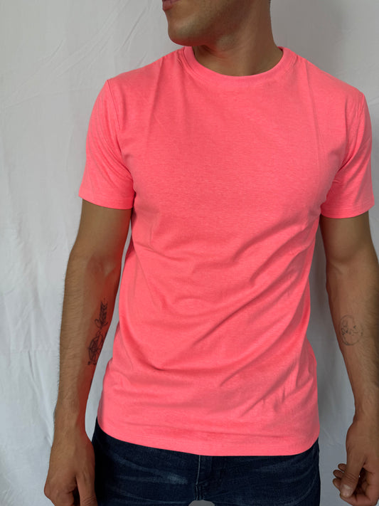 Playera Esencial Manga Corta - Coral Fosforescente